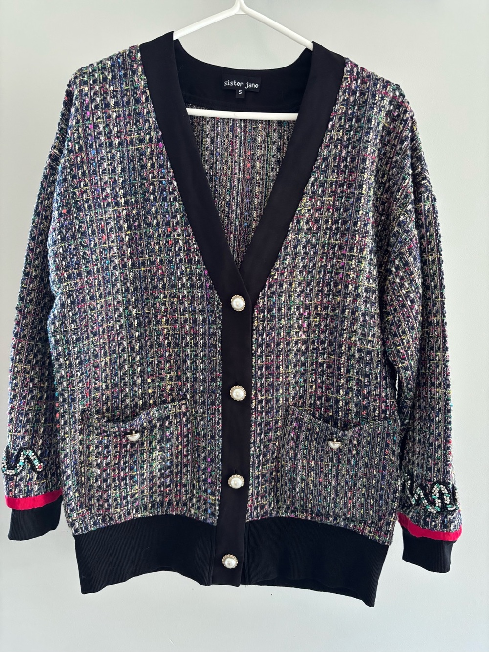 Sister Jane Multicolor Tweed Knit Cardigan Sweater